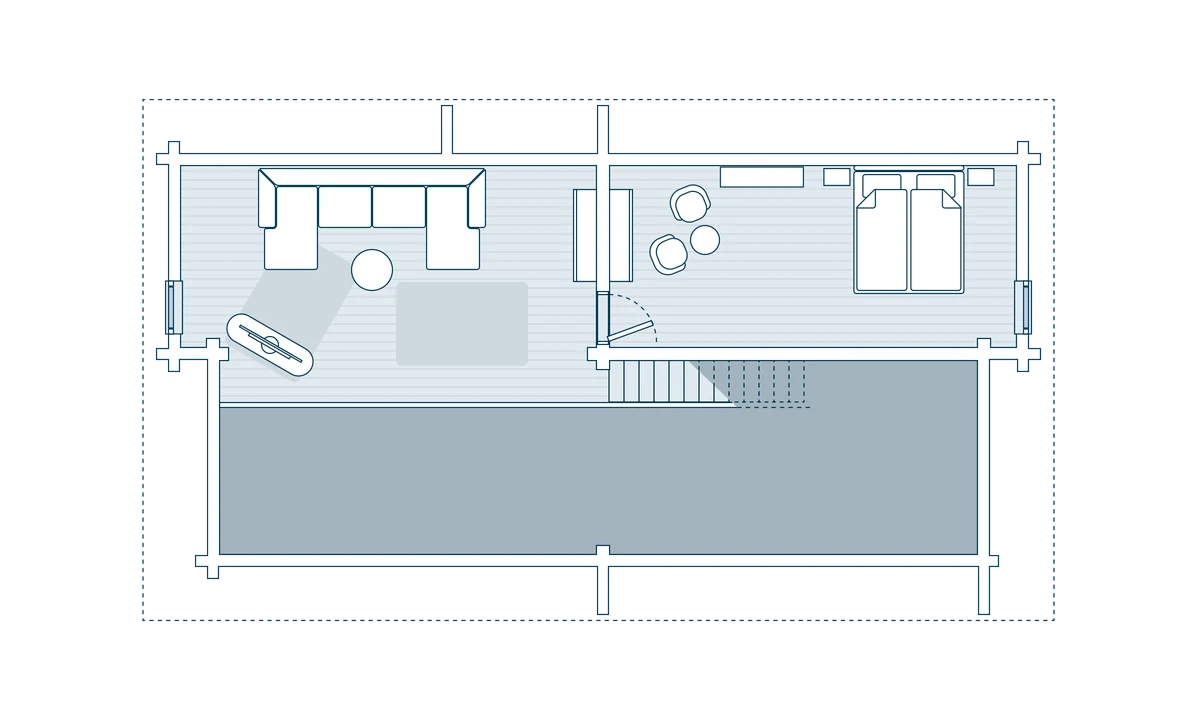 Floor plan top floor, chalet Tind
